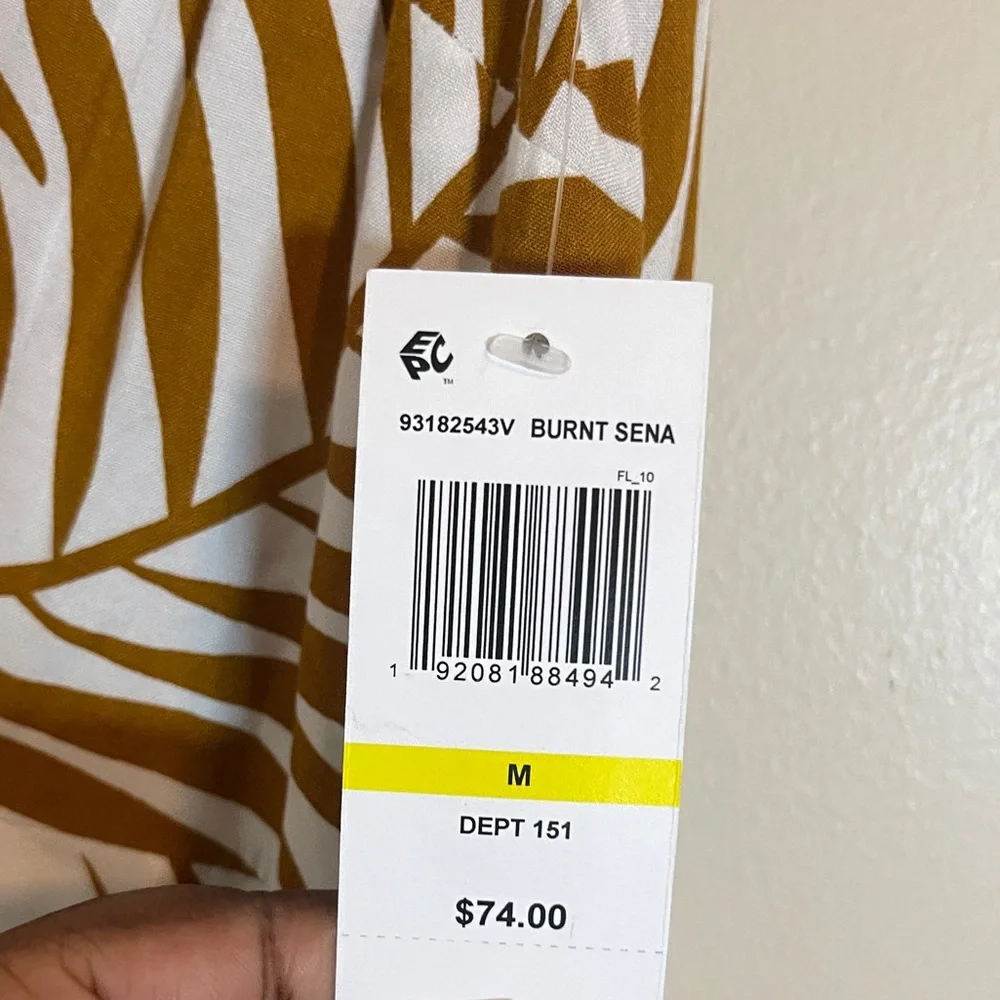 MSK Dress Womens Medium Tan and White Maxi Floral Coastal - Picture 5 of 12